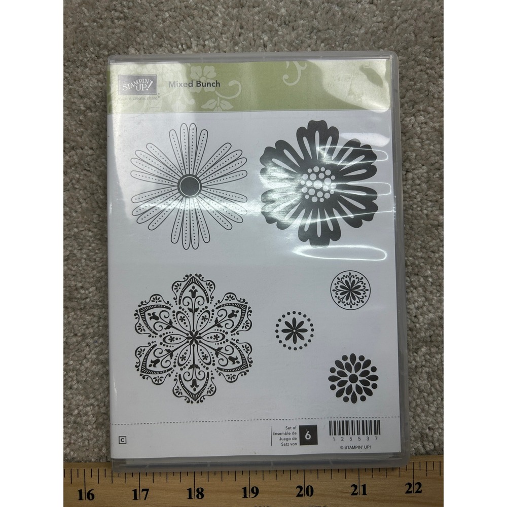 Stampin Up Mixed Bunch 125537 Clear Mount Rubber Stamp Set Floral Flower 6pc
